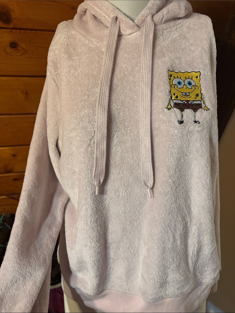 SpongeBob SquarePants XL Pink Plush Hoodie Fuzzy Fifth Sun Y2K Nickelodeon